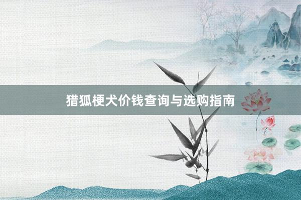 猎狐梗犬价钱查询与选购指南